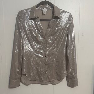 Caché Shimmering Silver Women's Top XS